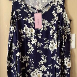 Navy Floral Women's Top